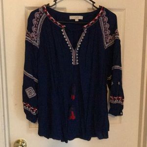 Loft blue and red tunic